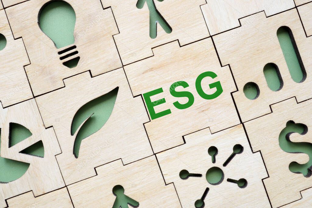 Geschäftspersonen betrachten ESG-Indikatoren